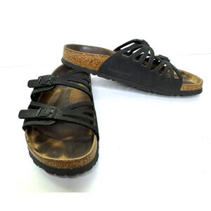 Birkenstock Granada Sandal Womens 39 8/8.5 Black Leather Two Buckle Comfort